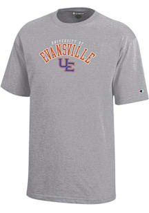 Champion Evansville Purple Aces Youth Grey Team Logo Short Sleeve T-Shirt