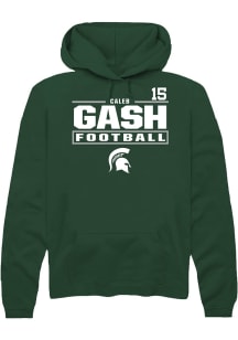 Caleb Gash Rally Mens Green Michigan State Spartans NIL Stacked Box Hooded Sweatshirt