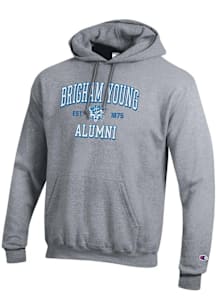 Champion BYU Cougars Mens Grey Est Alumni Powerblend Long Sleeve Hoodie