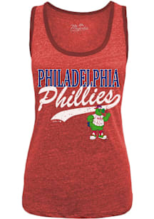Phillie Phanatic  Majestic Threads Philadelphia Phillies Womens Red Triblend Phillie Phanatic Tank..