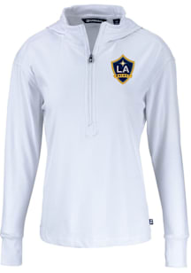 Cutter and Buck LA Galaxy Womens White Daybreak Hood Qtr Zip