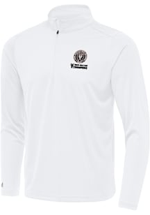 Antigua Inter Miami CF Mens White 2025 Cup Champions Tribute Long Sleeve Qtr Zip Pullover