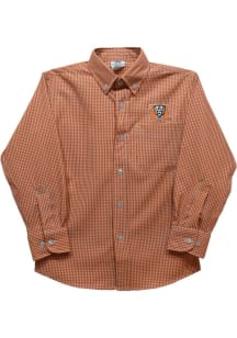 Vive La Fete Mercer Bears Youth Orange Gingham Long Sleeve Polo