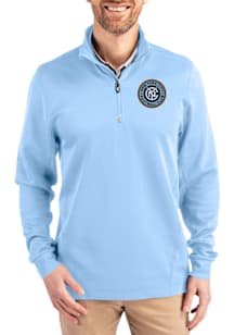 Cutter and Buck New York City FC Mens Light Blue Traverse Long Sleeve Qtr Zip Pullover