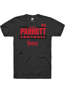 Dylan Parrott Black Nebraska Cornhuskers NIL Stacked Box Short Sleeve T Shirt