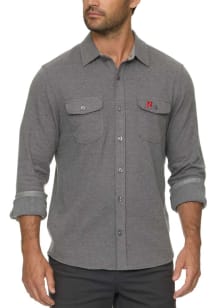 Mens Charcoal Nebraska Cornhuskers Hero Solid Twill Knit Long Sleeve Dress Shirt