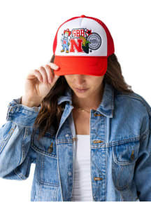 Nebraska Cornhuskers Gameday Social Layered Patch Trucker Womens Adjustable Hat - White