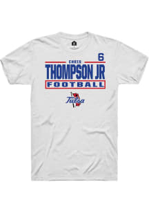 Chris Thompson Jr Rally Mens White Tulsa Golden Hurricane NIL Stacked Box Player T Shirt