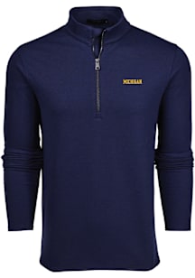 Greyson Michigan Wolverines Mens Blue Troy Long Sleeve Qtr Zip Pullover