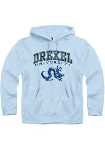 Mens Light Blue Drexel Dragons Arch Mascot Hooded Sweatshirt
