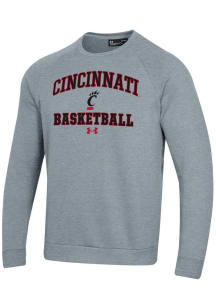 Mens Cincinnati Bearcats Grey Under Armour Basketball Rival Crew Sweatshirt