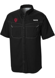 Mens Indiana Hoosiers Black Columbia Heat Seal Low Drag Offshore Short Sleeve Dress Shirt