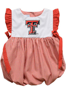 Vive La Fete Texas Tech Red Raiders Baby Girls Red Gingham Bubble Short Sleeve Dress