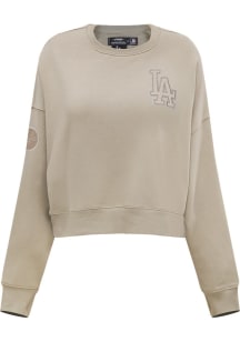 Pro Standard Los Angeles Dodgers Mens Tan Neutral Long Sleeve Fashion Sweatshirt