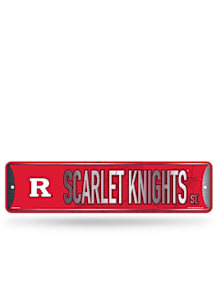 Rutgers Scarlet Knights Primary 4x15 Metal Street Sign - Silver