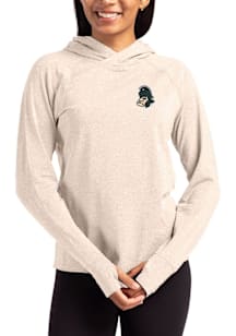 Cutter and Buck Michigan State Spartans Womens Oatmeal Vault Adapt Knit Hood Hooded Sweatshirt