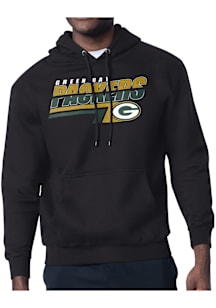 Starter Green Bay Packers Mens Black Logo Push Long Sleeve Hoodie