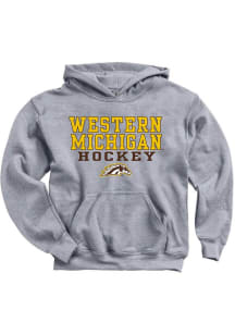 Youth Grey Western Michigan Broncos Bold Straight Logo Long Sleeve T-Shirt