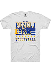 Marina Pezelj Rally Mens White Pitt Panthers NIL Striped Player T Shirt