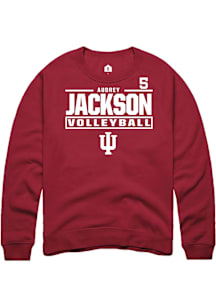 Audrey Jackson Indiana Hoosiers Mens Crimson NIL Stacked Box Player Crew
