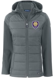 Cutter and Buck Orlando City SC Womens Graphite Evoke Hood Heavy Weight Jacket