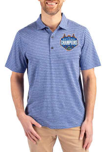 Cutter and Buck Florida Gators Blue 2025 National Champions Forge Heather Stripe Big and Tall Polo