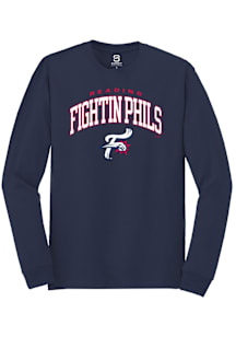 Summit Sportswear Reading Fightin Phils Navy Blue Arch Mascot Long Sleeve T Shirt