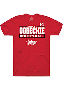 Manaia Ogbechie Nebraska Cornhuskers Red NIL Stacked Box Short Sleeve Player T Shirt