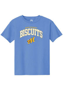 Summit Sportswear Montgomery Biscuits Youth Light Blue Arch Mascot Short Sleeve T-Shirt