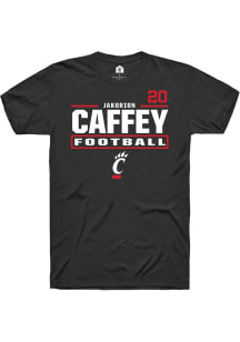 Jakorion Caffey Rally Mens Black Cincinnati Bearcats NIL Stacked Box Player T Shirt