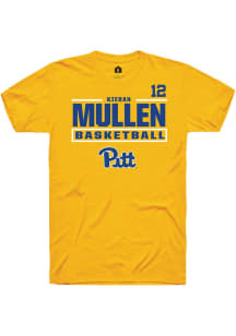 Kieran Mullen Rally Mens Gold Pitt Panthers NIL Stacked Box Player T Shirt