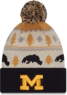 New Era Michigan Wolverines Navy Blue DL McCalister Pom Cuff Mens Knit Hat