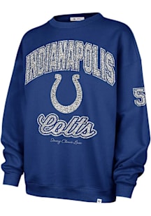 47 Indianapolis Colts Womens Blue Stoney Clover Glitter Oversized Crew Sweatshirt