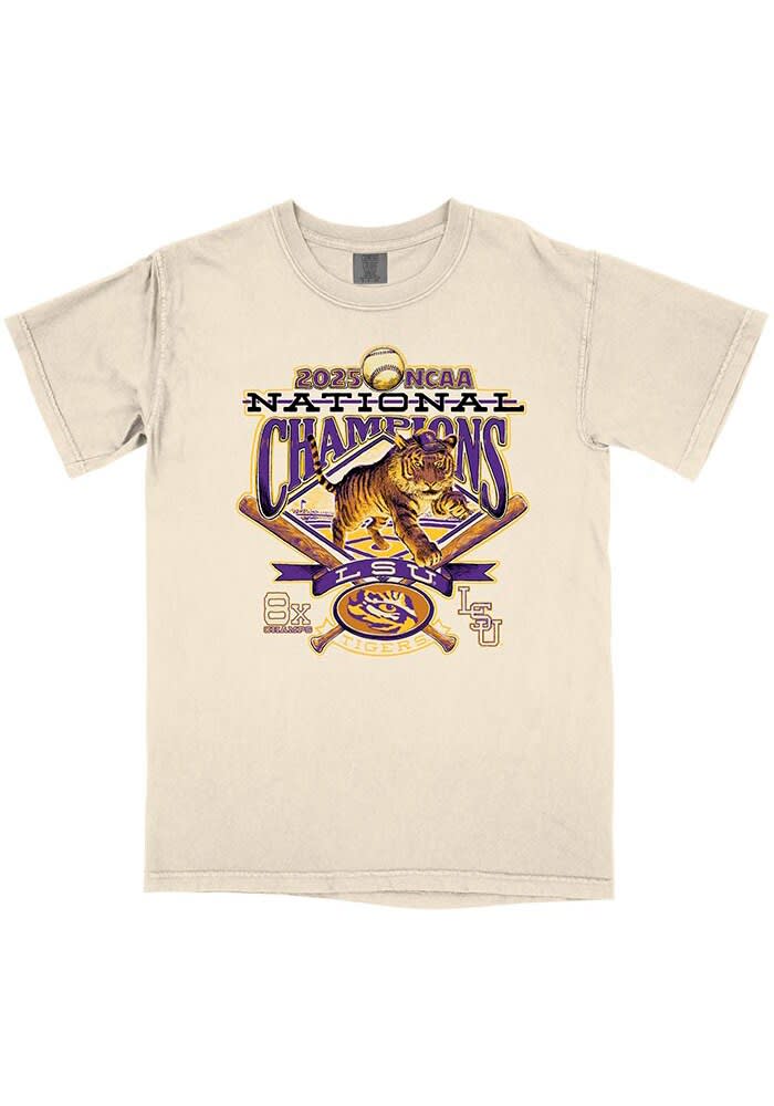 LSU Tigers Natural National Champions Short Sleeve T Shirt