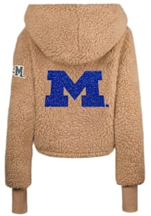 Jill Martin Michigan Wolverines Womens Brown Bedazzled Cropped Lounger Medium Weight Jacket