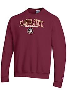Champion Florida State Seminoles Mens Red Grandma Script Powerblend Long Sleeve Crew Sweatshirt