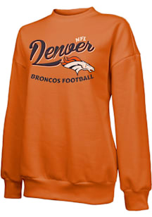Denver Broncos Womens Orange Script Crew Sweatshirt