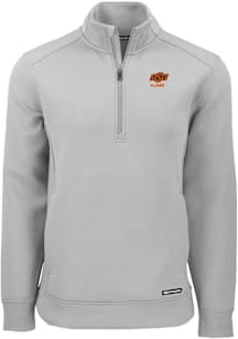 Cutter and Buck Oklahoma State Cowboys Mens Ash Alumni Roam Long Sleeve Qtr Zip Pullover