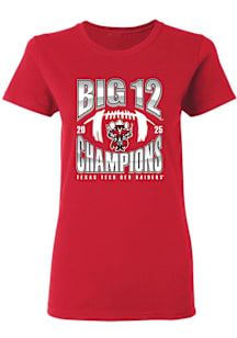 Summit Sportswear Texas Tech Red Raiders Womens Red 2025 Big 12 Football Champions NUMBER ONE FOOT..