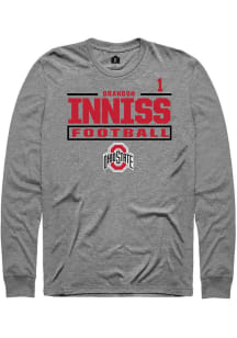 Brandon Inniss Mens Graphite Ohio State Buckeyes NIL Stacked Box Long Sleeve Player T Shirt