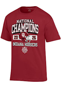 Champion Indiana Hoosiers Red 2025 CFP National Champions Short Sleeve T Shirt
