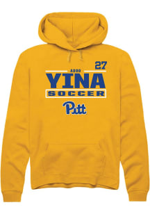 Adoo Yina Rally Mens Gold Pitt Panthers NIL Stacked Box Player Hood
