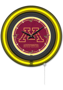 Black Minnesota Golden Gophers Double Neon Wall Clock