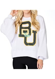Baylor Bears Womens White Sequin Balloon Crew Sweatshirt