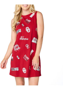 Oklahoma Sooners Womens Red Sequin Spirit Short Sleeve Dress