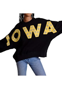 Iowa Hawkeyes Womens Black Stars Crew Sweatshirt