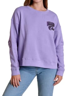 Womens K-State Wildcats Lavender  Sequin Boxy Crew Sweatshirt
