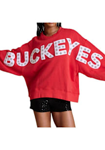 Ohio State Buckeyes Womens Red Stars Crew Sweatshirt