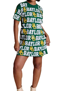 Baylor Bears Womens Green Sequin Repeat Short Sleeve Dress