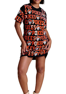 Oklahoma State Cowboys Womens Black Sequin Repeat Short Sleeve Dress